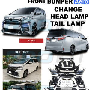 Toyota Vellfire 2015 Convert 2018 Aero Front Bumper Change Head Lamp Tail Pipe